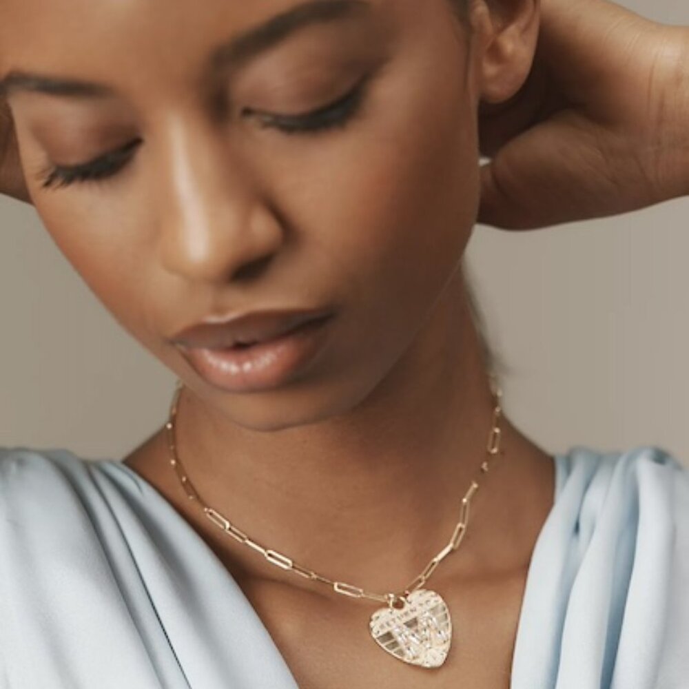 Anthropologie Monogram Heart Charm Necklace NWT  Initial "M"